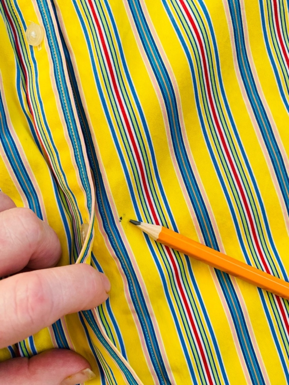LAUREN RALPH LAUREN Yellow Striped Button Front Shirt 3x Cotton RL Logo - Picture 6 of 11
